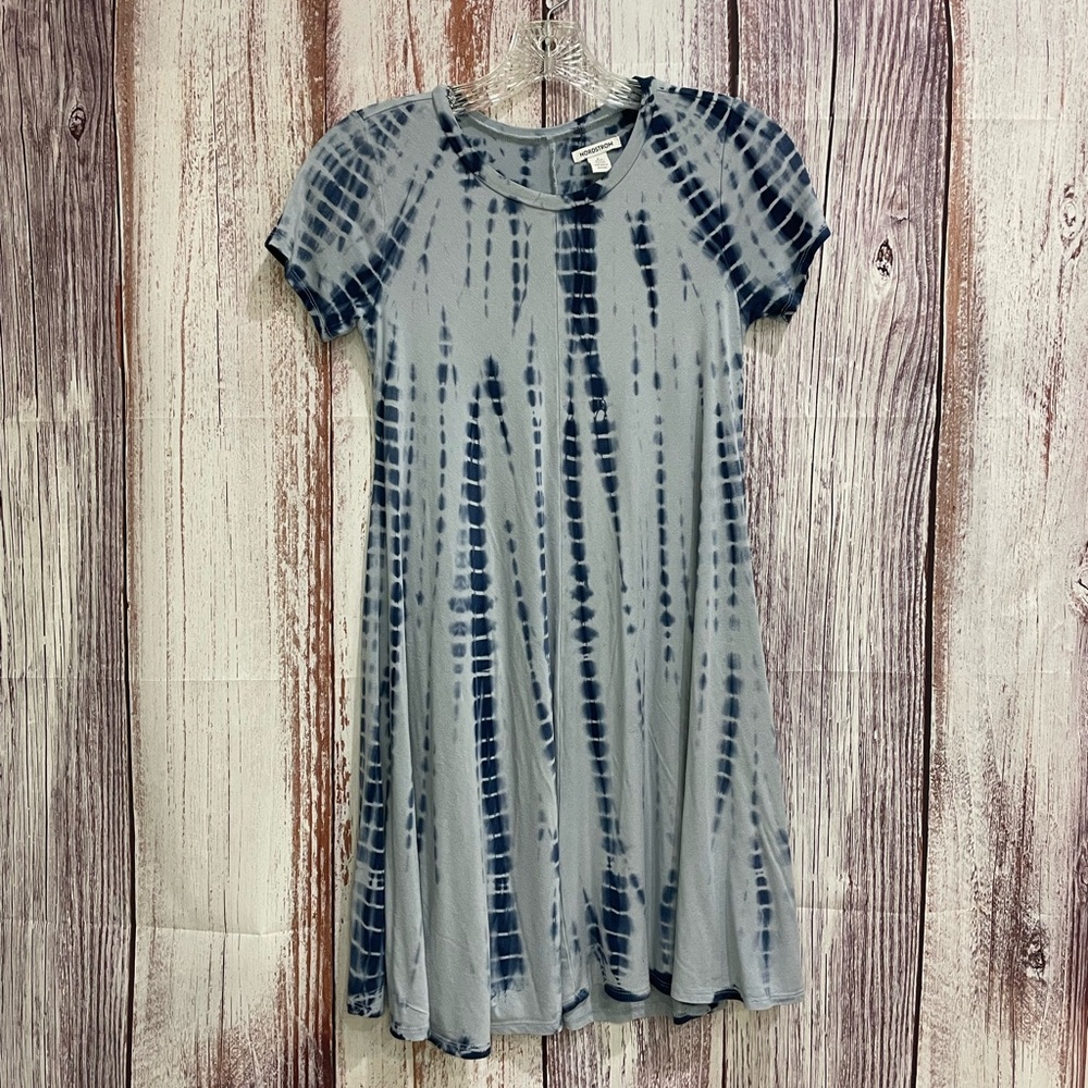 Nordstrom Blue Tie-dye Print A-line Dress Girls Size Large  #5063